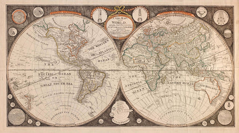 Decorative Vintage World Map - A New Map of the World - I. Evans - 1799 by I. Evans