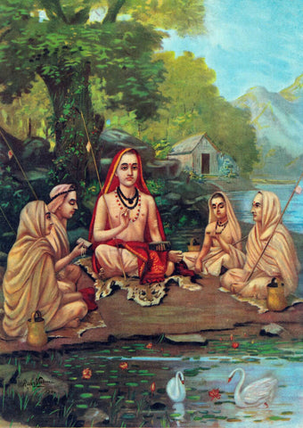 Shrimad Guru Adi Shankaracharya - Raja Ravi Varma Oleograph Print - Indian Masters Painting - Posters by Raja Ravi Varma