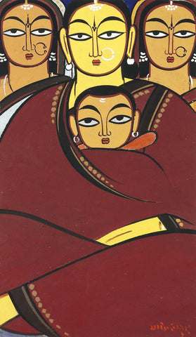 Jamini Roy - Untitled (Three women) by Jamini Roy
