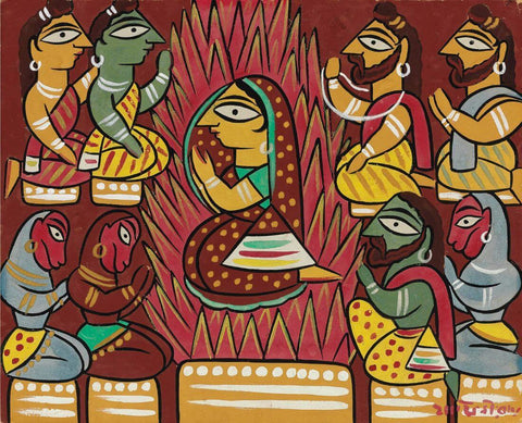 Jamini Roy -  Sita's Trial - Canvas Prints