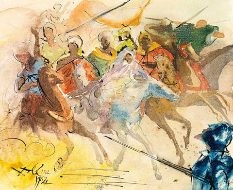 The Horsemen Advance, ca. 1962–1964(I cavalieri avanzano , ca. 1962–1964) - Salvador Dali Painting - Surrealism Art - Posters by Salvador Dali