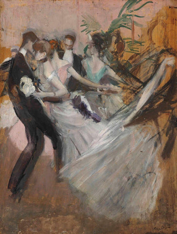 At The Ball (Al Ballo) - Giovanni Boldini - Realism Painting by Giovanni Boldini