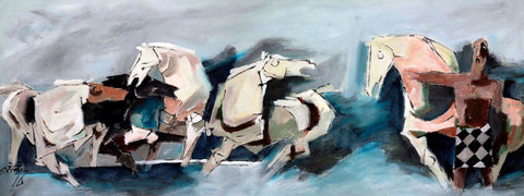Untitled - Husain Horses - Posters by M F Husain