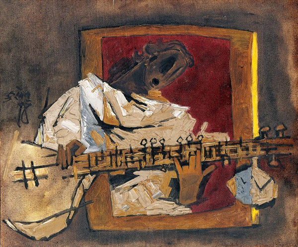 Woman Playing Sitar - Maqbool Fida Husain – Painting - Art Prints