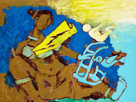 Woman and Child - Maqbool Fida Husain – Painting - Posters