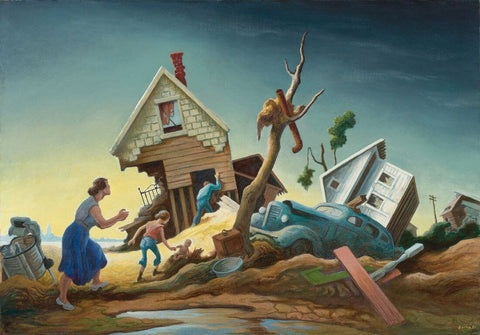Flood Disaster - Thomas Hart Benton - Realism Painting - Canvas Prints by Thomas Hart Benton