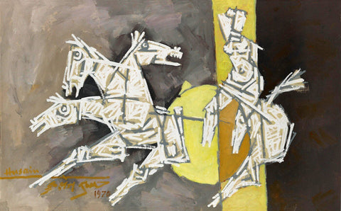 Three Horses - M F Hussain - Canvas Prints