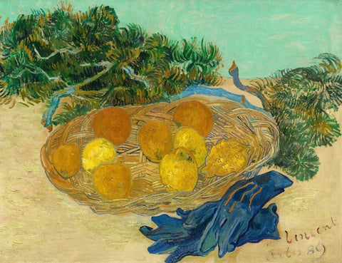 Still Life of Oranges and Lemons with Blue Gloves - Canvas Prints by Vincent Van Gogh