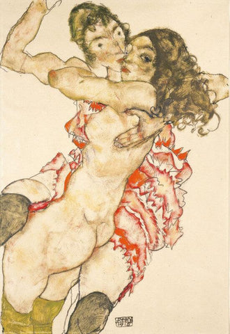 Egon Schiele - 2 Freunde (2 Girlfriends) - Large Art Prints by Egon Schiele