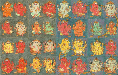 32 Forms Of Ganesha - Art Prints by S. Rajam