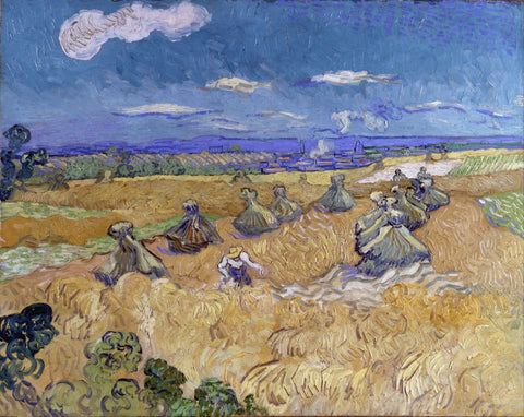 Wheat Fields with Reaper, Auvers - Canvas Prints by Vincent Van Gogh