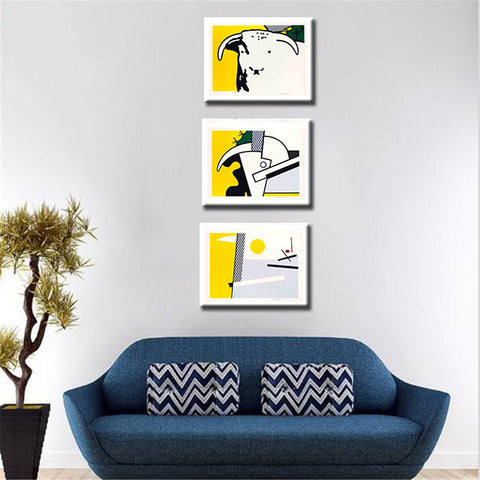 Set Of 3 Roy Lichtenstein Paintings- Bull Head Series - Gallery Wrapped Art Print by Roy Lichtenstein