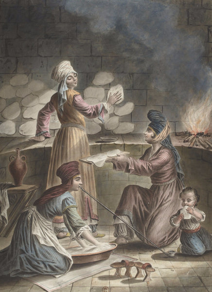 Turkish Women Baking Bread, c.1790 by François-Marie Rosset