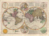 Decorative Vintage World Map - De Werelt Caart - Cornelis Dankerts - 1645 - Framed Prints