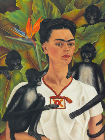 Self-Portrait With Monkey - Autorretrato con mono by Frida Kahlo