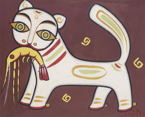 Cat And Prawn by Jamini Roy