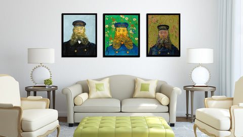 Set Of 3 Postman Portrait Series - Premium Quality Framed Canvas (14 x 18 inches) by Vincent Van Gogh