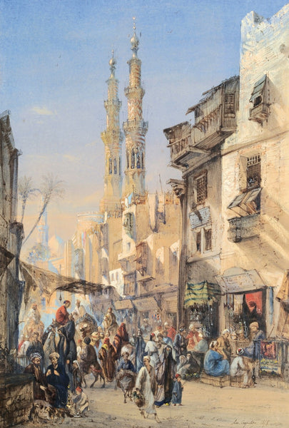 Moumayed Sultan Mosque and a Street in Cario by Louis-Amable Crapelet