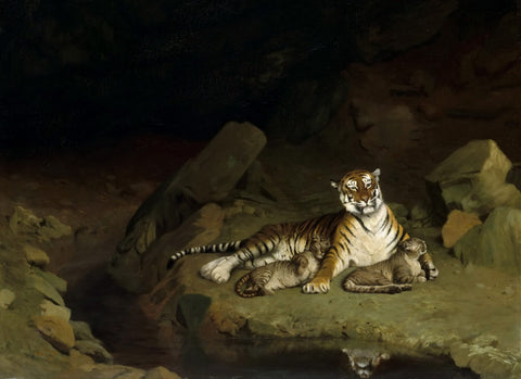 Tiger and Cubs - Jean Leon Gerome by Jean Leon Gerome