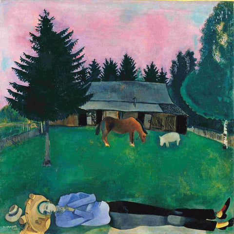 The Poet Reclining - Canvas Prints by Marc Chagall