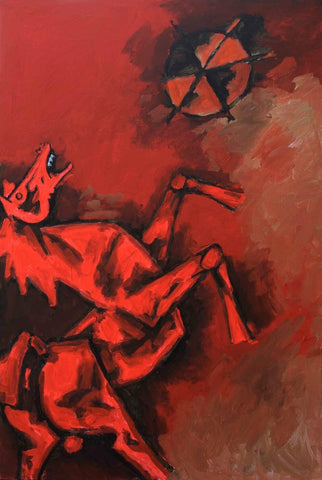 The Red Horse - M.F Hussain by M F Husain