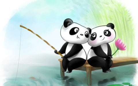 Cute Panda Love - Canvas Prints
