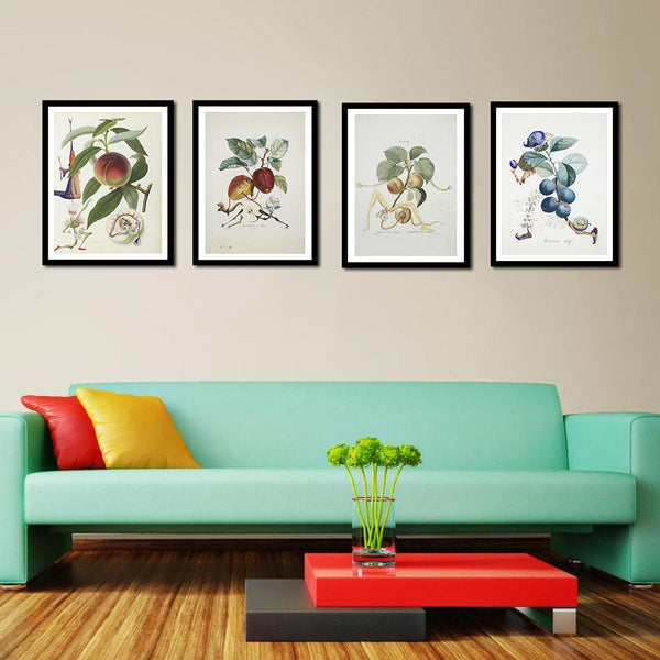 Set Of 4 Fruit Series Paintings By Salvador Dali - Premium Quality Framed Digital Print (19 x 24 inches)