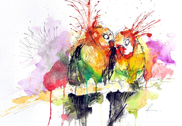 Love Birds Abstract Art - Framed Prints