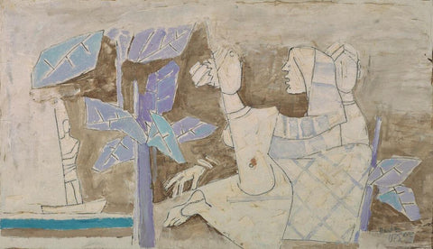 Women Sitting - Framed Prints by M F Husain