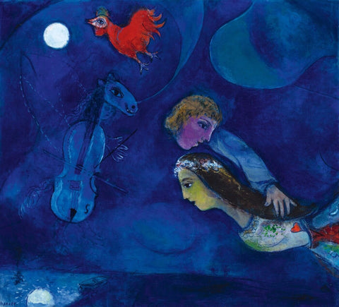 Coq rouge dans la nuit - Large Art Prints by Marc Chagall