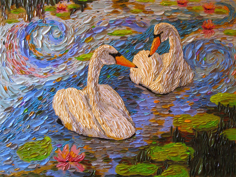 Swan Love - Large Art Prints by Sina Irani