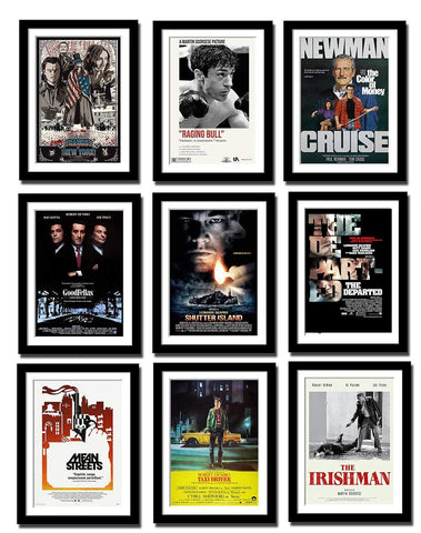 Set of 10 Best of Martin Scorsese Movies- Framed Poster Paper (12 x 17 inches) each