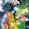 Indian Art - Krishna With Radha Playing Flute - Life Size Posters