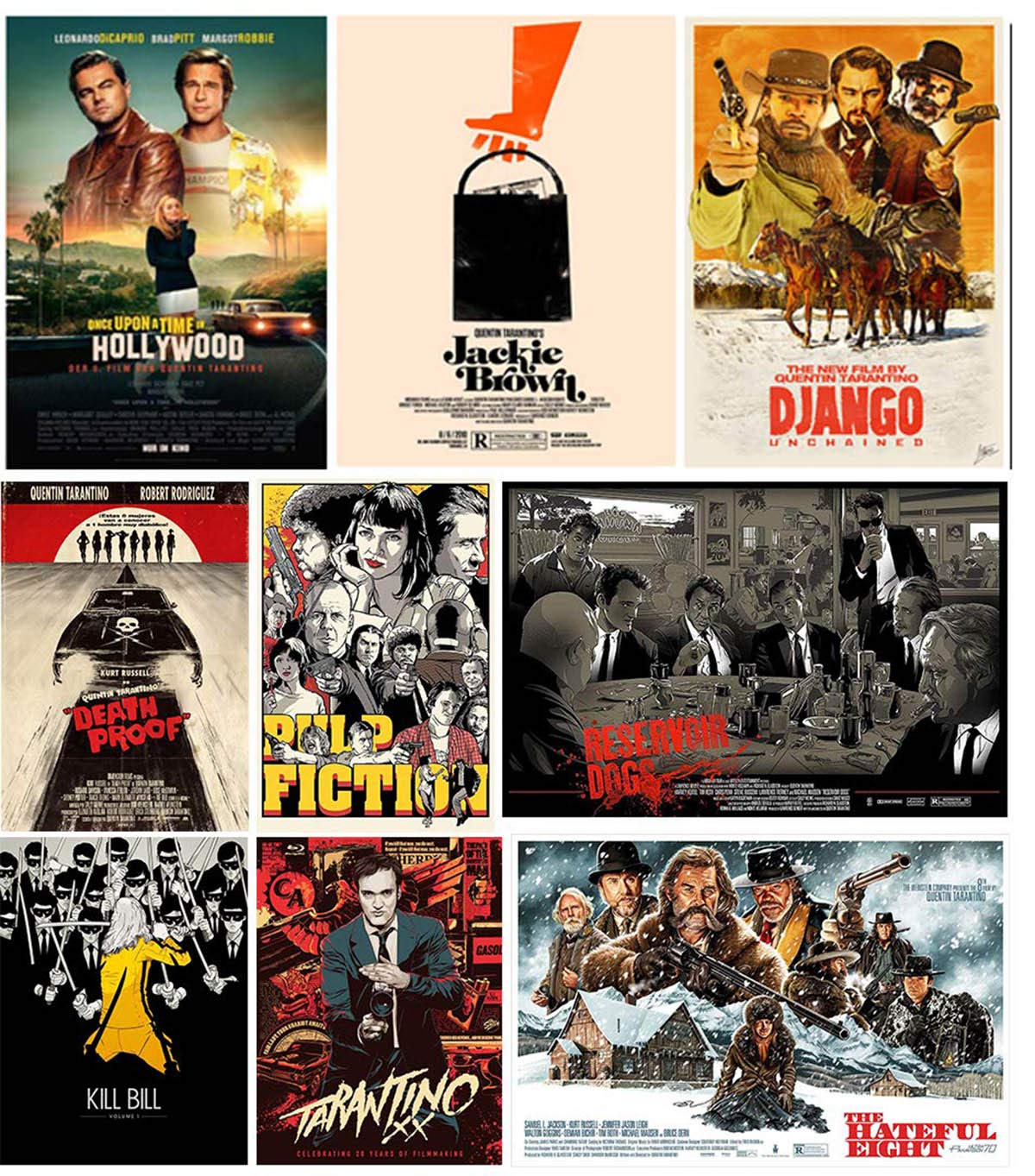 Set of 10 Best of Quentin Tarantino Movies Poster Paper (12 x 17
