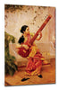 Set Of 3 Raja Ravi Varma Paintings- Kadambari, Woman Holding a Fruit And Malabar Lady With Veena - Gallery Wrapped Art Print