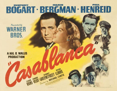Casablanca – Humphrey Bogart And Ingrid Bergman, – Hollywood Classic English Movie Poster by Classics