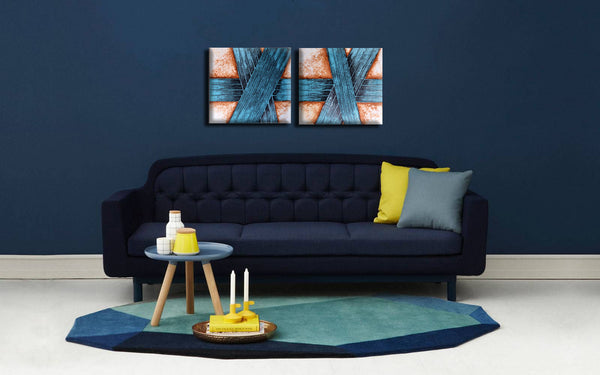Tied Up In Knots - Modern Abstract Painting -Diptych - 2 Gallery Wrap (35 x 32 inches) each