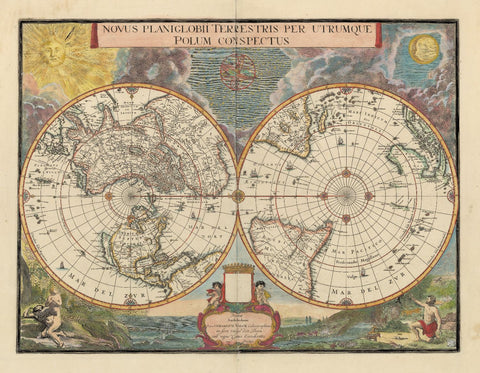 Decorative Vintage World Map - Novus Planiglobii Terrestris - Blaeu \u0026 Valck - 1695 - Framed Prints by Blaeu & Valck
