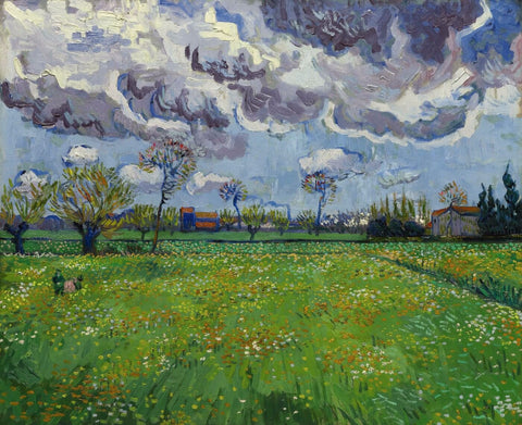 Landscape Under a Stormy Sky - Posters by Vincent Van Gogh