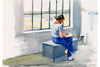 Jo Sketching in the Truro House (Watercolor) – Edward Hopper - Framed Prints