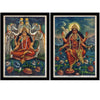 Kamala And Bhairavi - Set of 2 - Bengal School of Art  - Framed Canvas - (9 x 12 inches)each