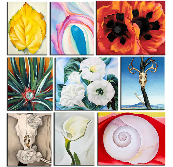 Set of 10 Best of Georgia O'Keeffe Paintings - Poster Paper (12 x 17 inches) each