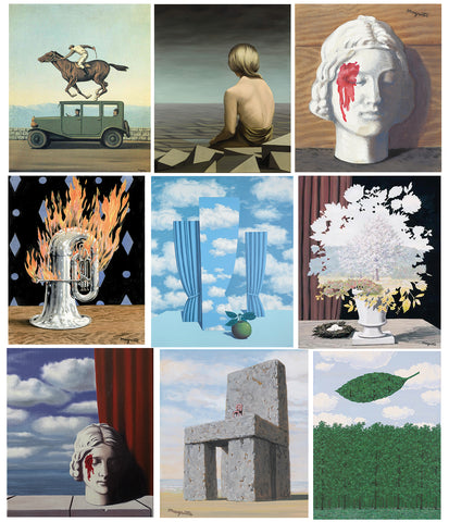 Set of 10 Best of René Magritte Paintings - Poster Paper (12 x 17 inches) each
