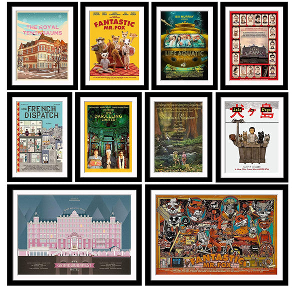 Set of 10 Best of Wes Anderson - Framed Poster Paper (12 x 17 inches) each