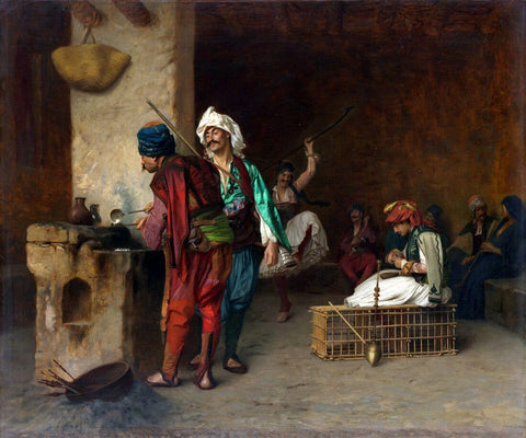 A Cafe (Coffee Shop) In Cairo - Jean-Leon Gerome - Orientalism Art Painting by Jean Leon Gerome