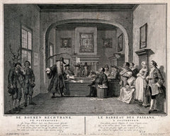 A Courtroom Hearing A Paternity Suite - P Tanjé 1752 - Legal Office Art Engraving Painting