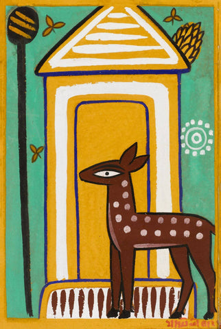 A Deer In The Forest (Ramayan) - Jamini Roy - Bengal Art Painting - Art Prints by Jamini Roy
