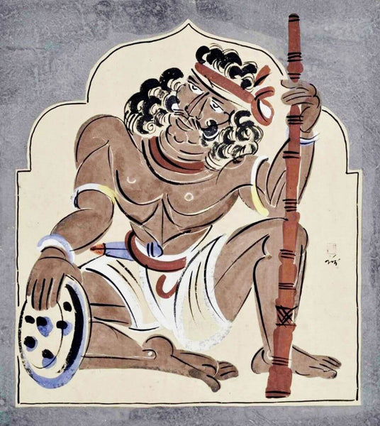 A Dom Warrior - Haripura Panels Collection - Nandalal Bose - Bengal School Painting - Art Prints