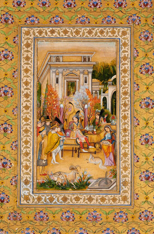 A European Banquet - c1775 - Mir Kalan Khan (Faizabad) - Mughal Miniature Art Indian Painting - Framed Prints