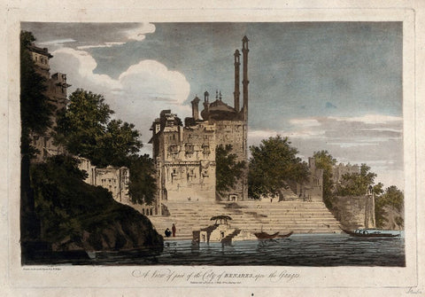 A Ghat On The Ganges In The City Of Varanasi - William Hodges - Vintage Orientalist Art Painting of India - Large Art Prints by William Hodges